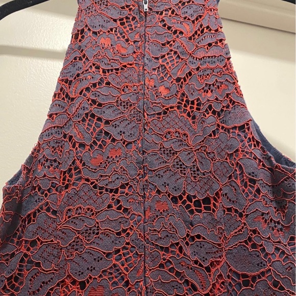 ModCloth A Night Like This Navy Sleeveless Midi Dress With Red Lace Overlay - Picture 9 of 10